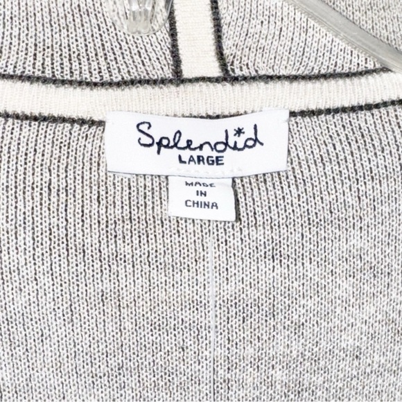 New! Splendid Sydney Cashblend Black/Gray Stripe Reversible Cardigan Sz Large - Picture 13 of 15